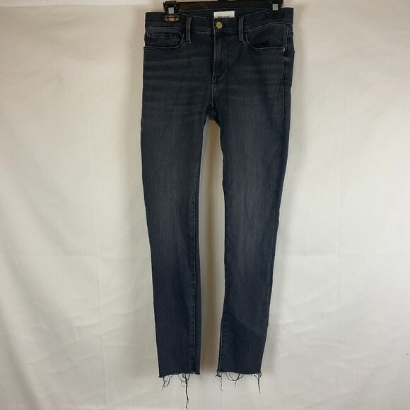 Frame Le Skinny de Jeanne Jeans 27 Muted Black Raw Hem